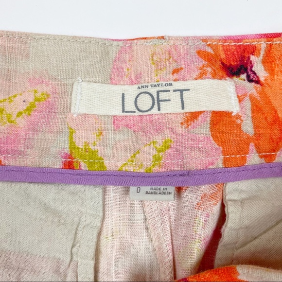 Ann Taylor LOFT Floral Linen Blend Chino 4" Shorts - Size 0 - Picture 2 of 3